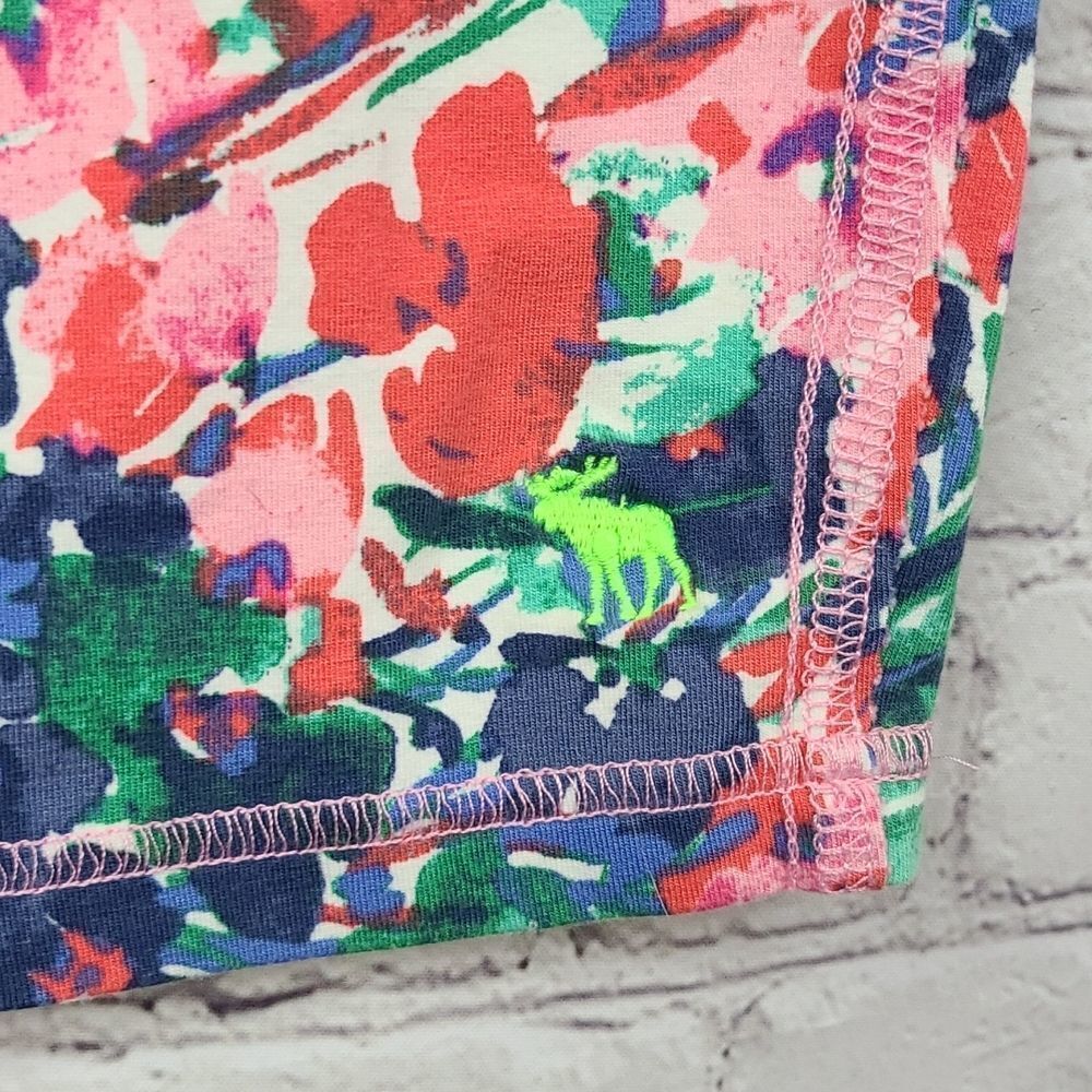 Abercrombie & Fitch Mini Skirt Perfect Stretch Pink Floral Bodycon Colorful Knit - Picture 4 of 9